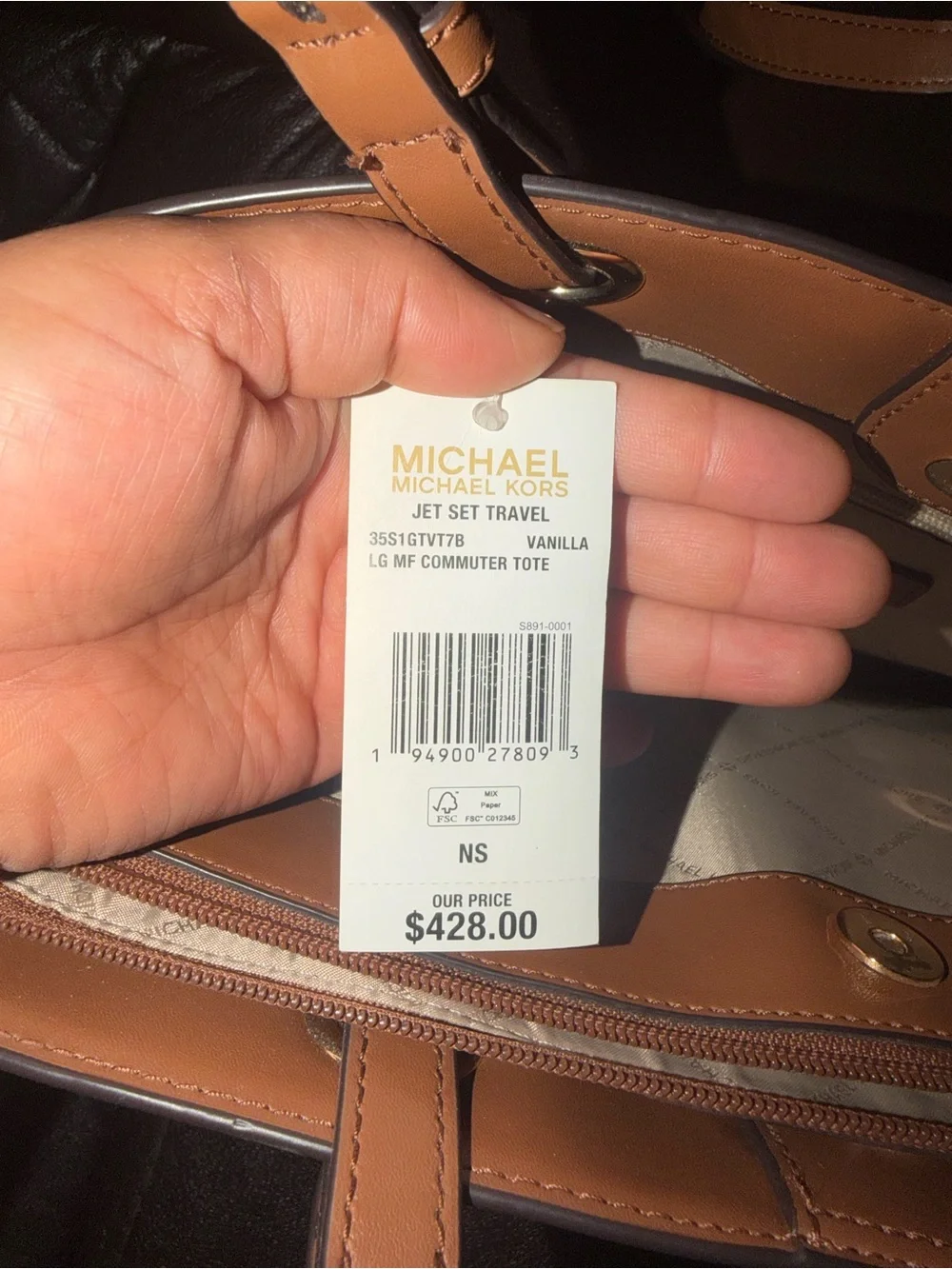 Michael Kors Beige & Brown MK Logo Tote